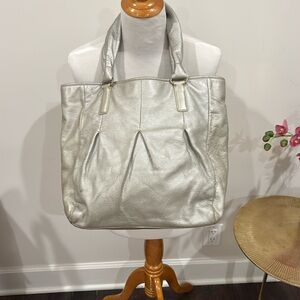 Cole Haan pewter Pebbled Leather Bag